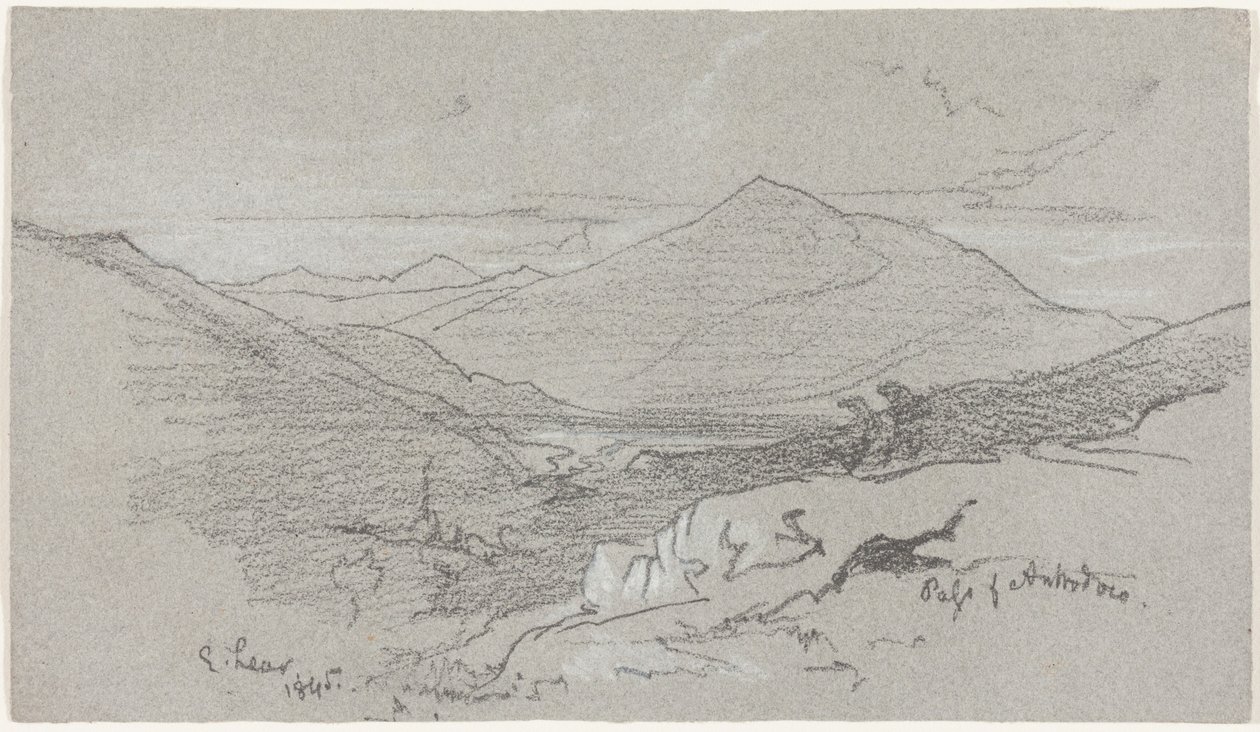 Výhled na hory z Antrodoca od Edward Lear