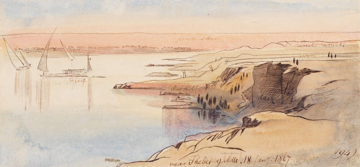 Nedaleko Théb; 9:00, 18. ledna 1867 (194) od Edward Lear