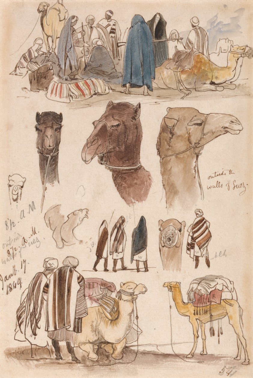 Před suezskými hradbami, 8:30, 17. ledna 1849 (54) od Edward Lear