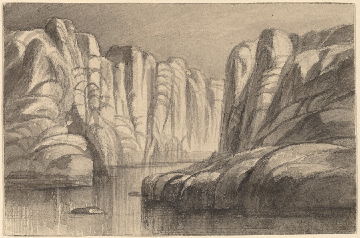 Řeka vinoucí se skalním útvarem (Philae, Egypt) od Edward Lear