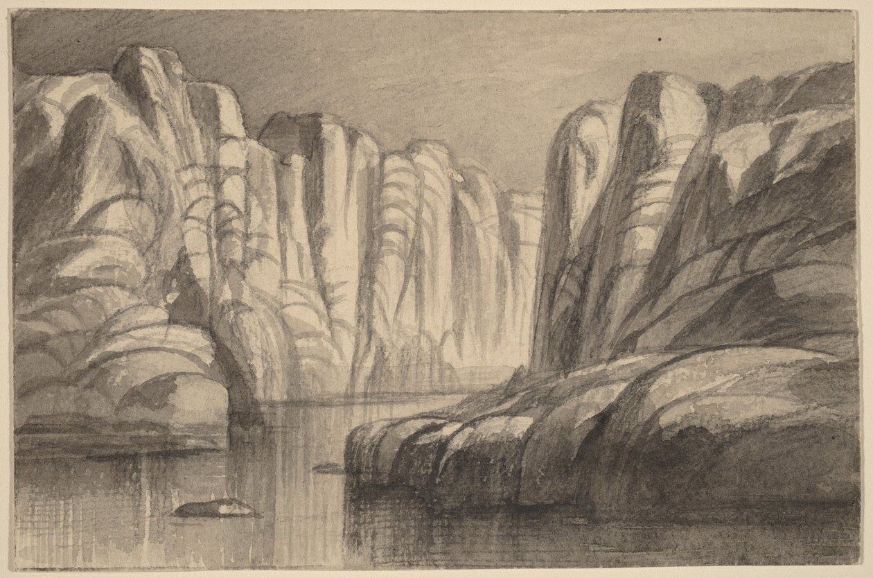 Řeka vinoucí se skalním útvarem (Philae, Egypt) od Edward Lear