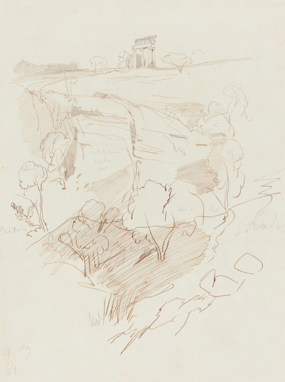 Zničený chrám na kopci od Edward Lear