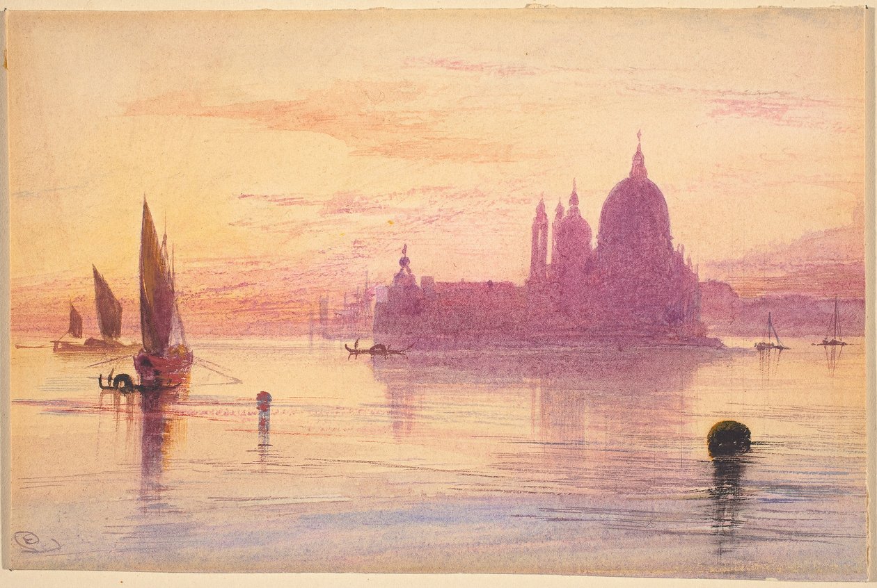 Santa Maria della Salute, Benátky, při západu slunce od Edward Lear