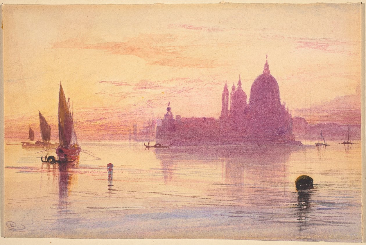 Santa Maria della Salute, Benátky, při západu slunce od Edward Lear