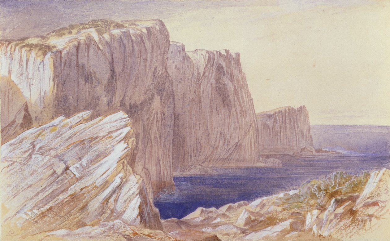 Sapphos Leap (Leucatas) Lefkas (wc nad tužkou zvýšené bílou na papíře) od Edward Lear