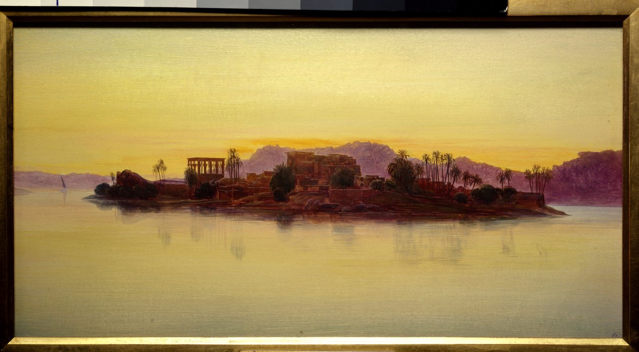 Západ slunce na ostrově Philae v Egyptě Obraz Edwarda Leara (1812-1888) (ec.angl.) 1861 Sun. 0,23x0,43 m Chantilly, Musee Conde od Edward Lear