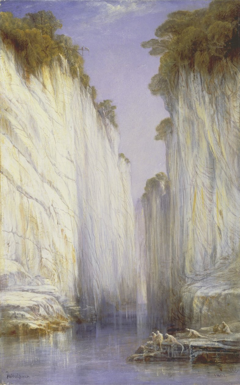 Mramorové skály - Nerbudda Jubbolpore (olej na plátně) od Edward Lear