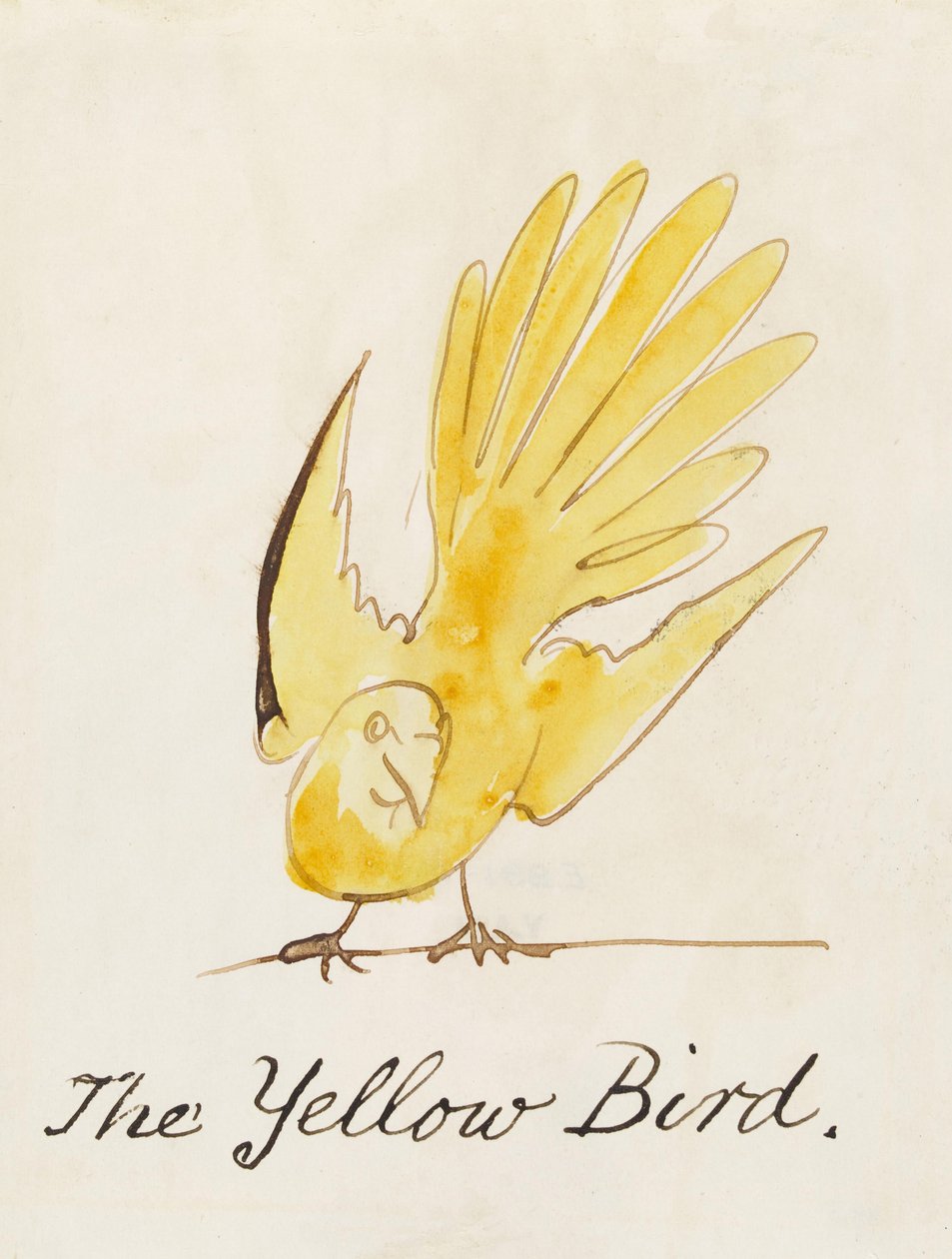 Žlutý pták, z "Šestnáct kreseb komiksových ptáků" od Edward Lear