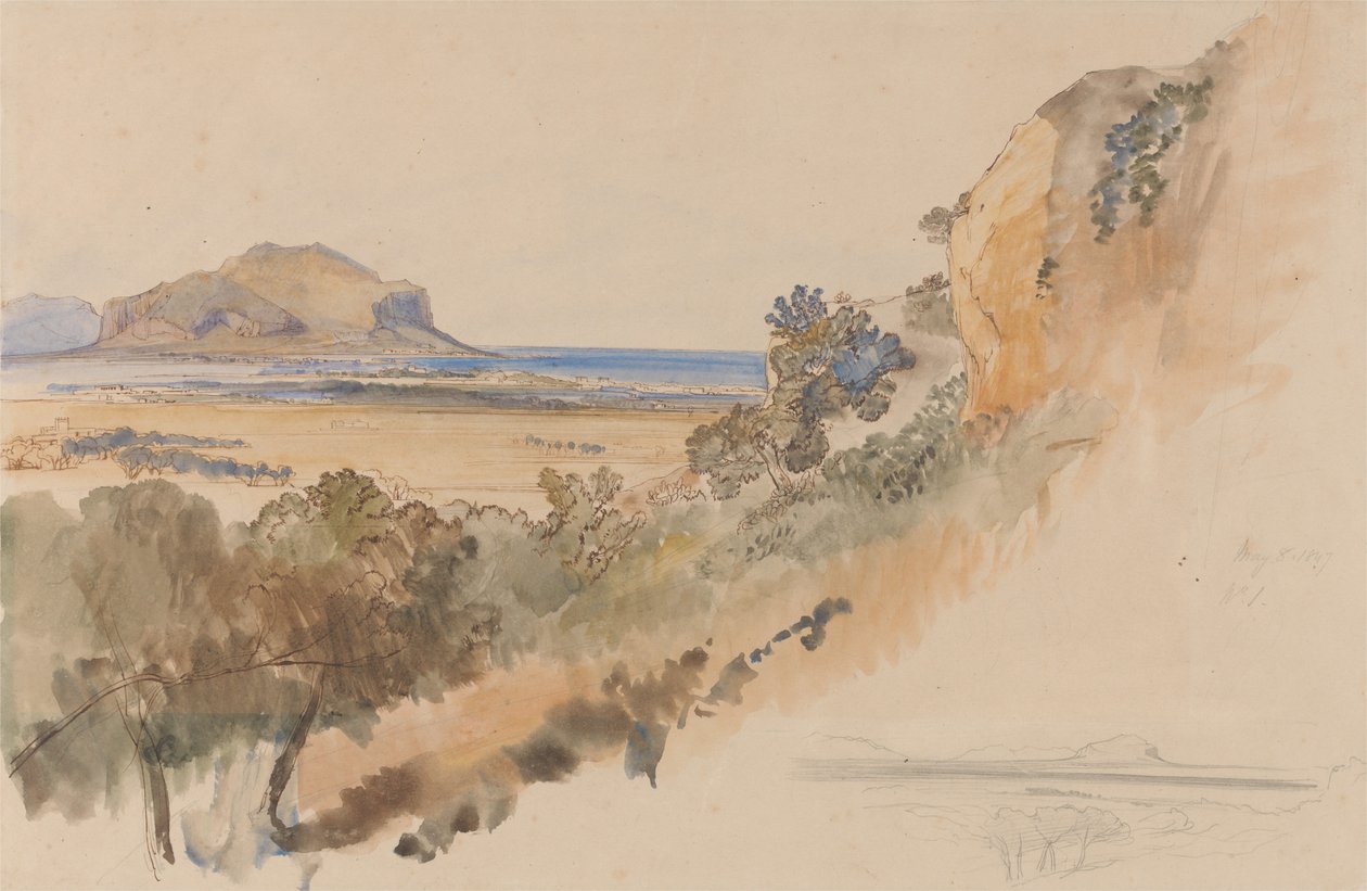 Pohled v okolí Palerma od Edward Lear