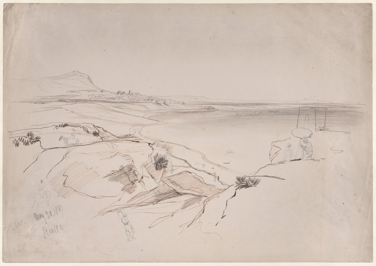 Pohled na Sciaccu na Sicílii od Edward Lear