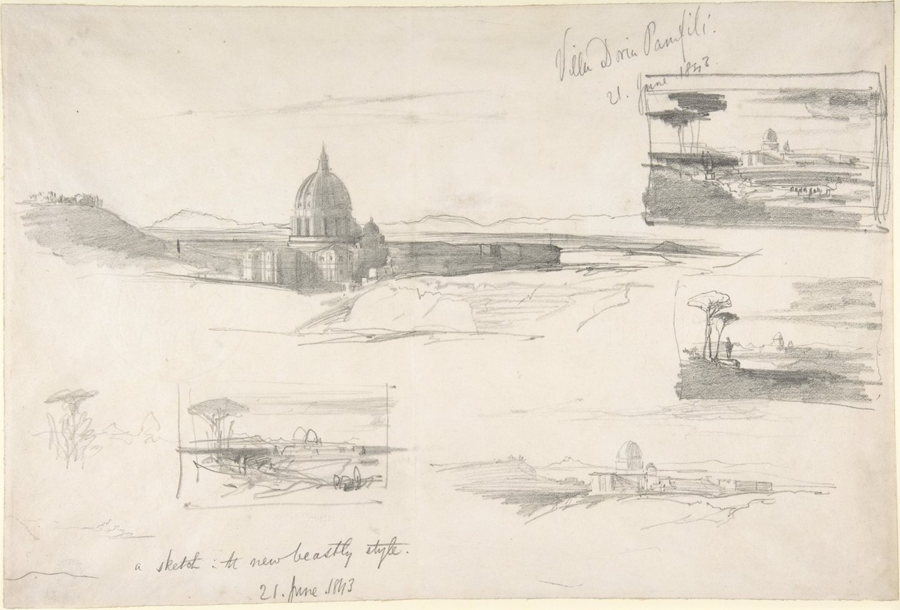 Pohled na baziliku svatého Petra v Římě od Edward Lear