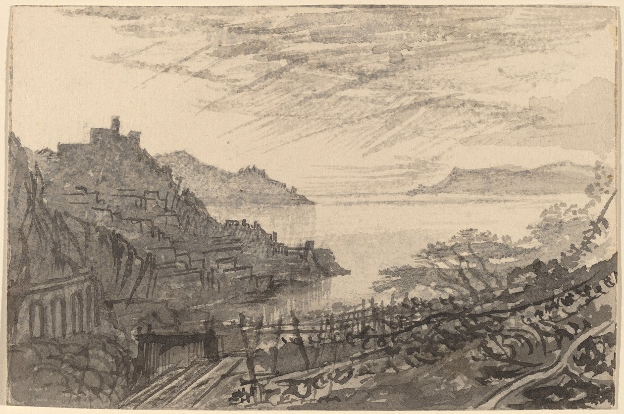 Pohled na záliv z kopce (Amalfi) od Edward Lear