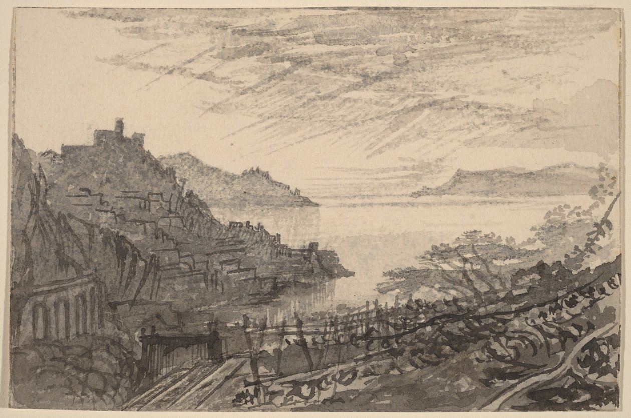 Pohled na záliv ze svahu (Amalfi) od Edward Lear