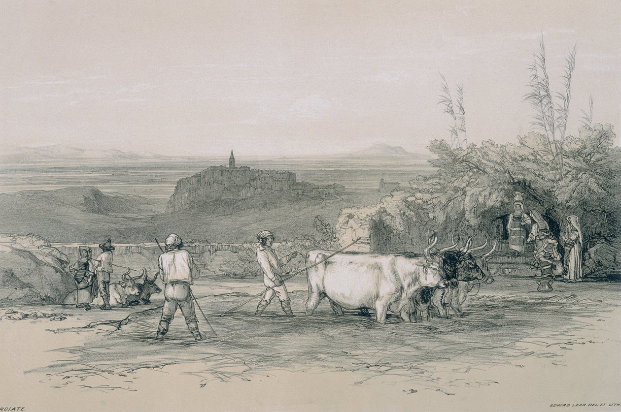 Výhledy na Řím a jeho okolí: Roiate, město poblíž Subiaco od Edward Lear