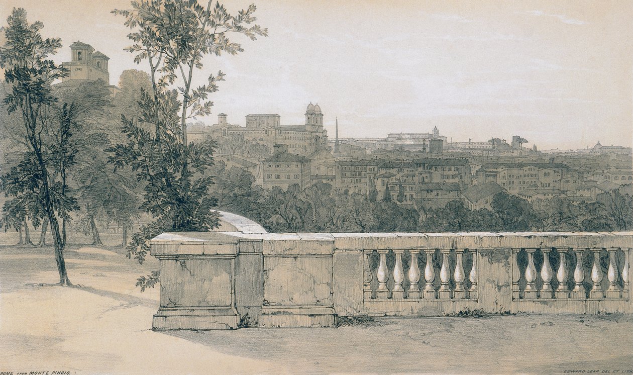 Pohledy na Řím a jeho okolí: Řím z Monte Pincio od Edward Lear