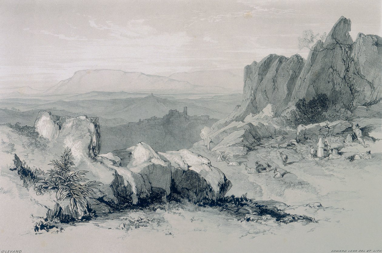 Pohledy v Římě a jeho okolí: Pohled na Olevano od Edward Lear