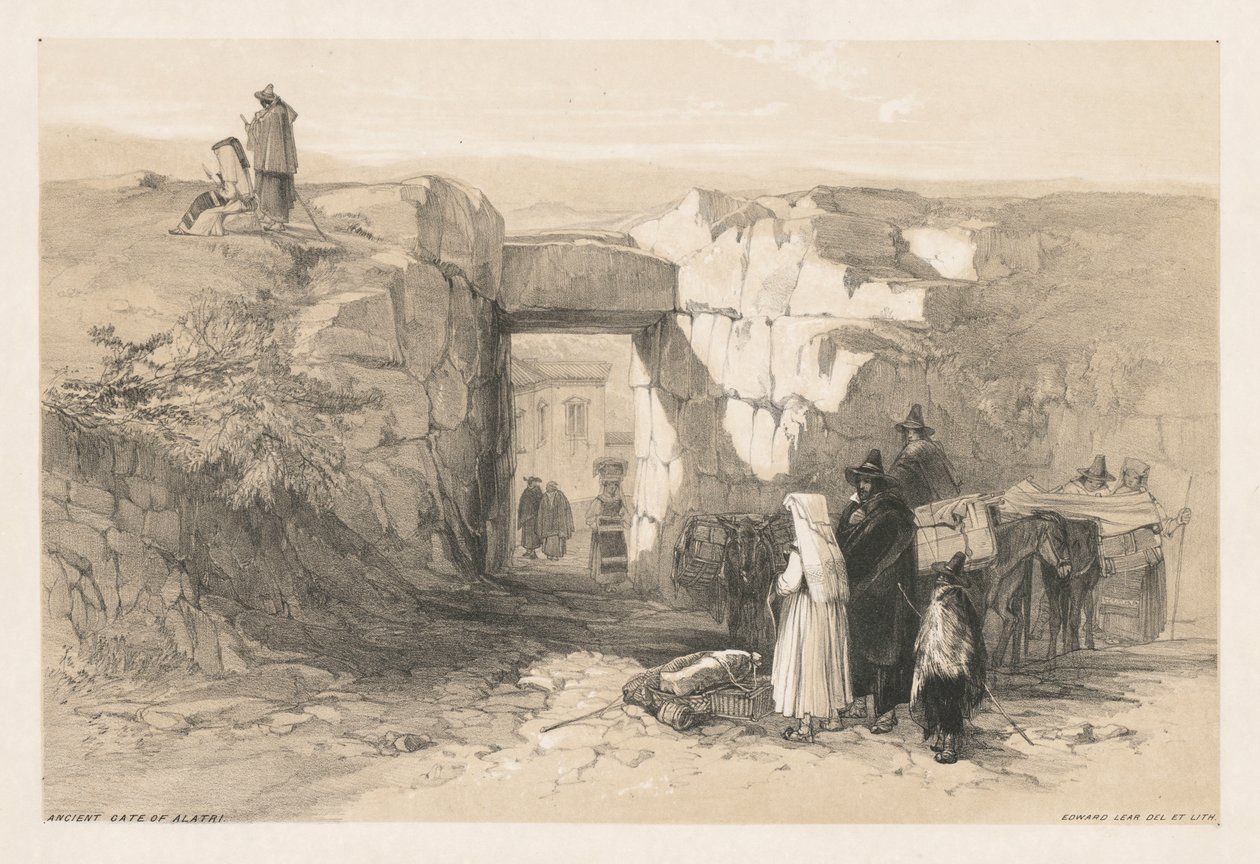 Pohledy na Řím a jeho okolí: Ancient Gate of Alatri od Edward Lear