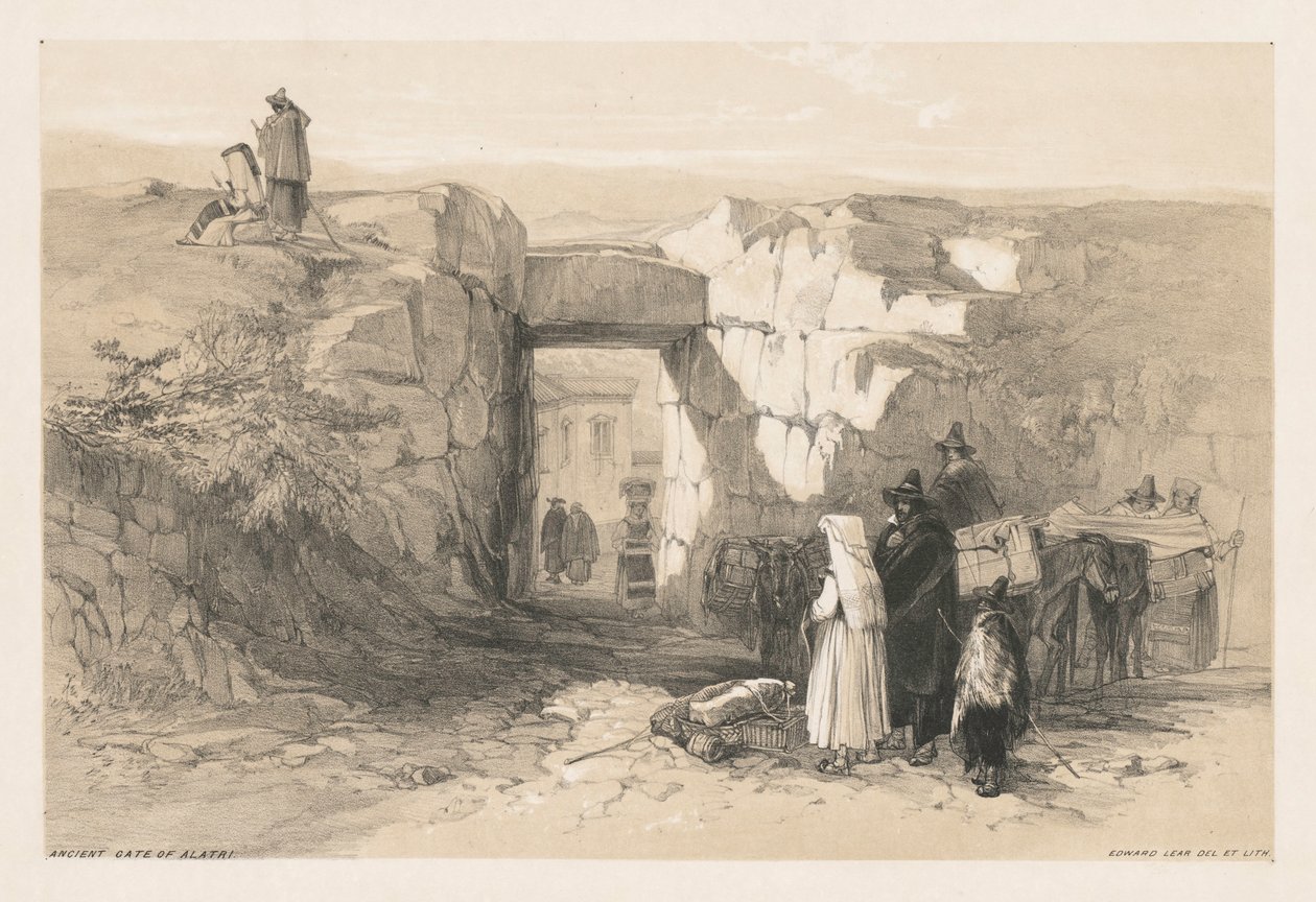 Pohledy na Řím a jeho okolí: Ancient Gate of Alatri, 1841. od Edward Lear