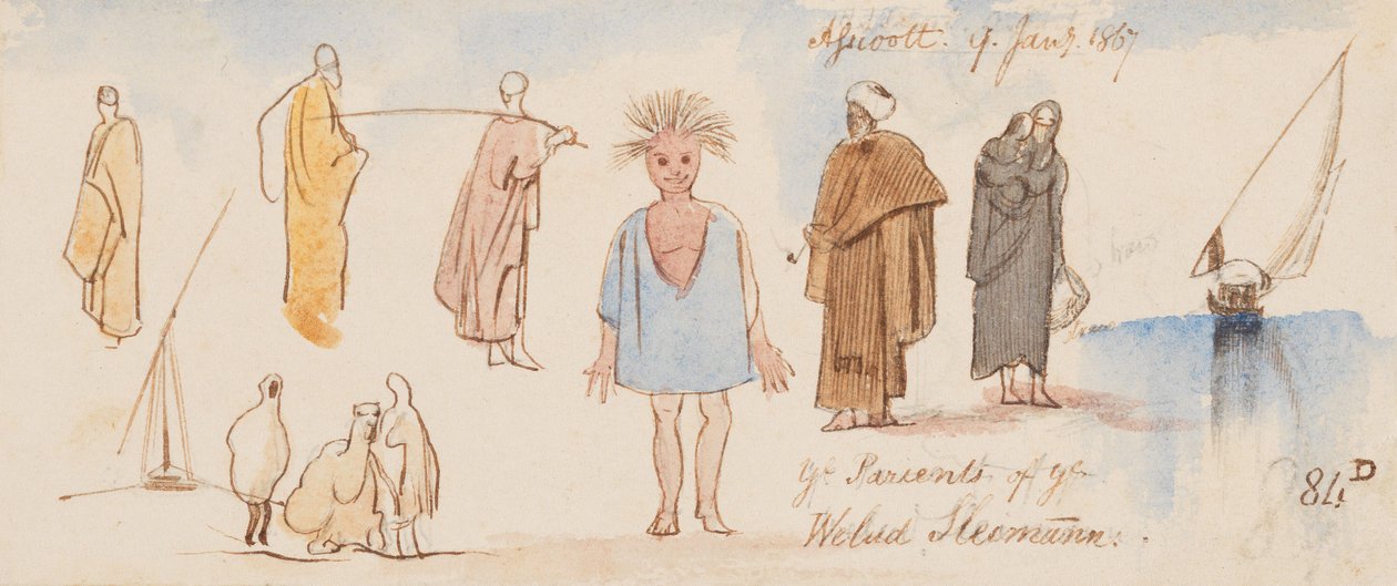 Ye Parienls of ye Welud Sleimann; Assioott [Asyut]; 9. ledna 1867 (84D) od Edward Lear