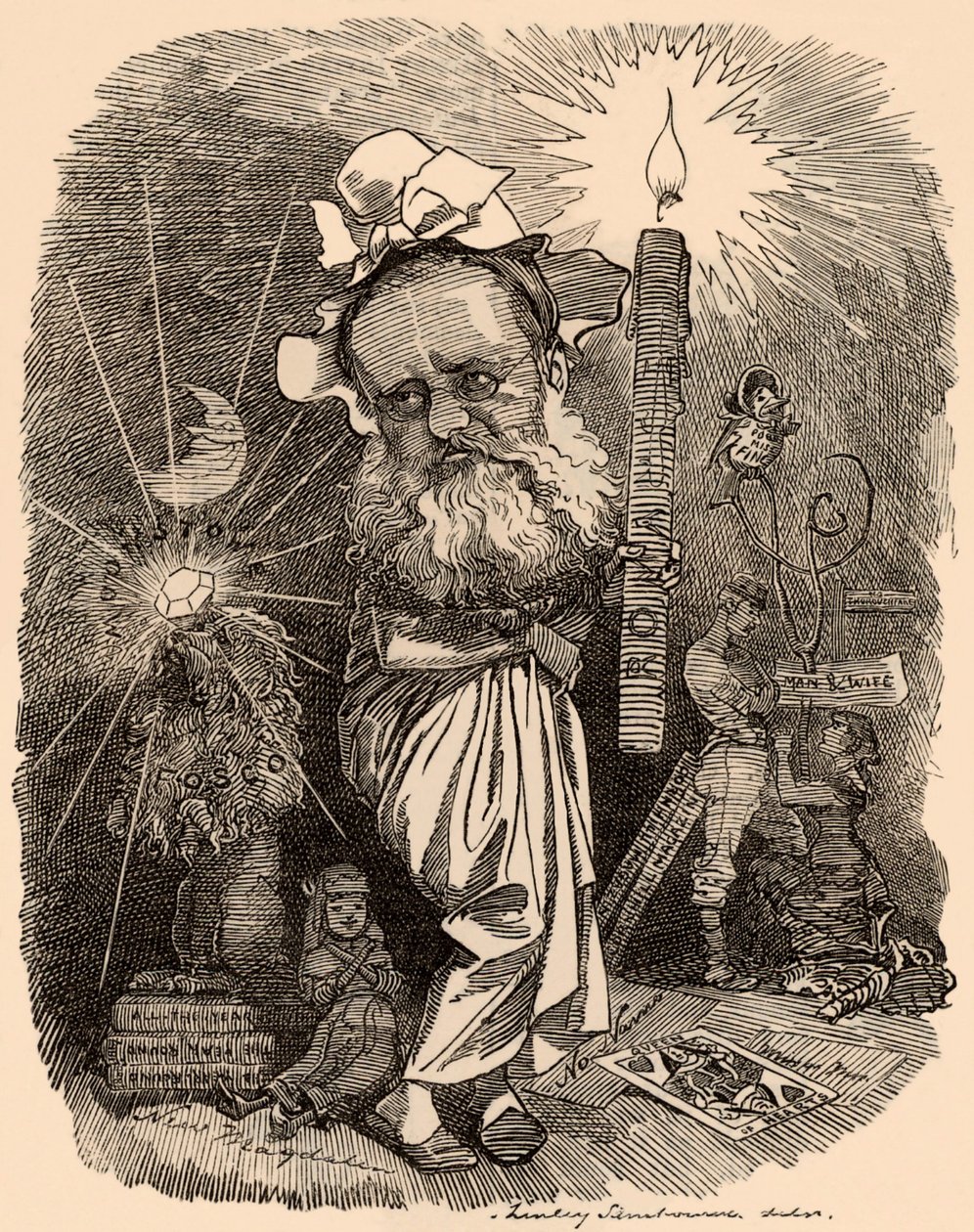 Karikatura Wilkieho Collinse (1824-1889), spisovatel od Edward Linley Sambourne