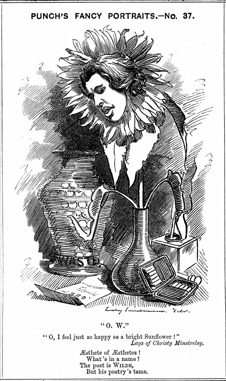 Oscar Wilde (1854-1900) irský dramatik, prozaik, básník a vtip. Kreslený film Edwarda Linleyho Sambourna z jeho série 