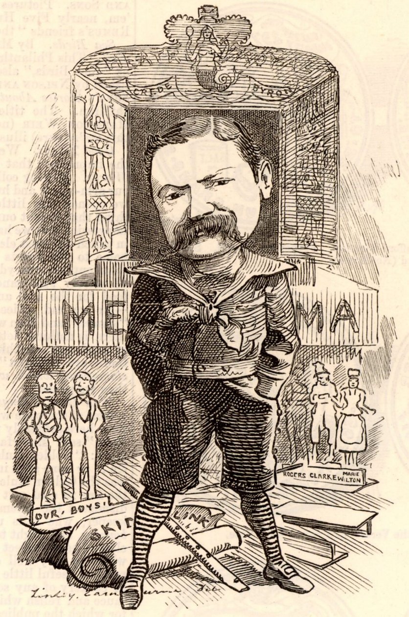 Portrét Henryho Jamese Byrona od Edward Linley Sambourne