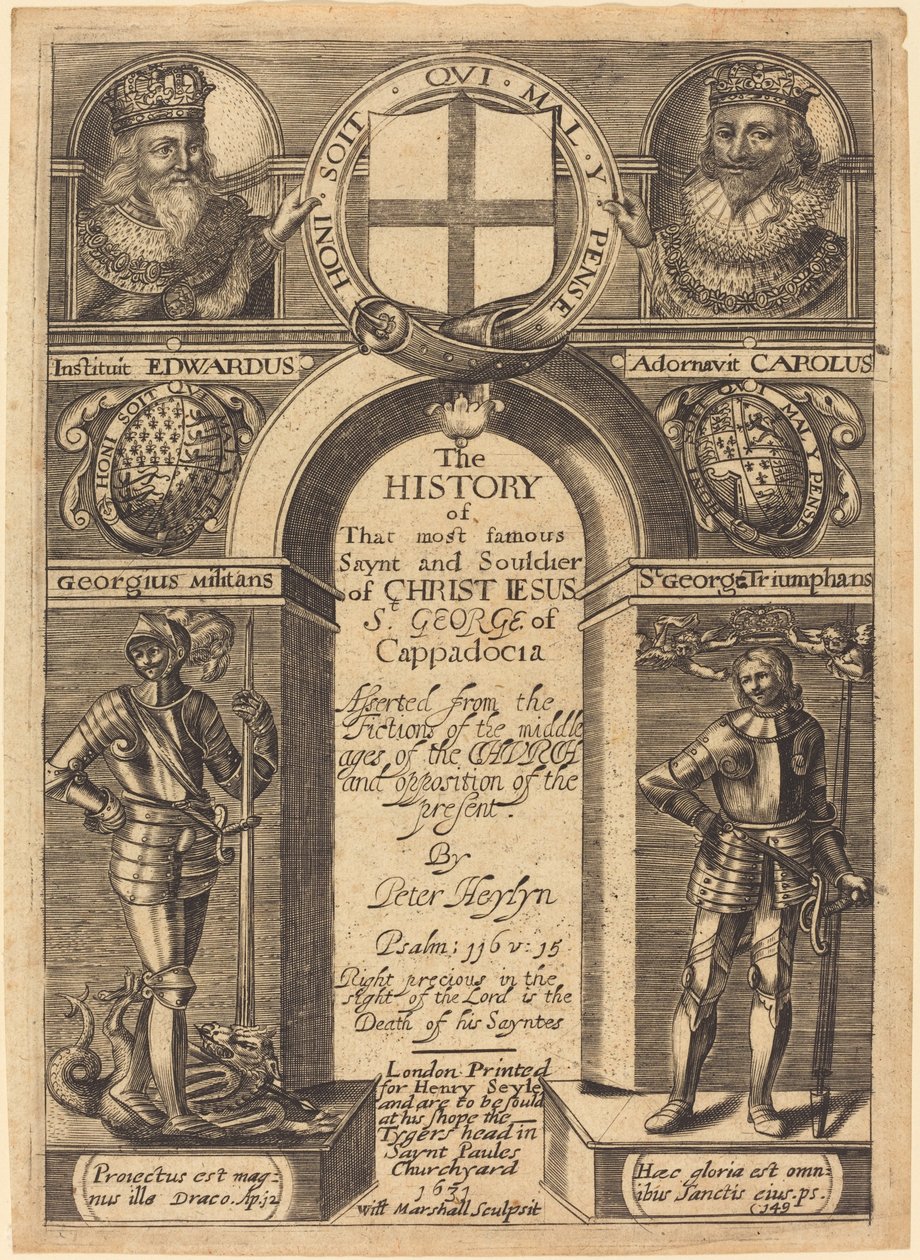 Frontispis pro Petera Heylyna "Historie sv. Jiří z Kappadokie" od Edward Marshall