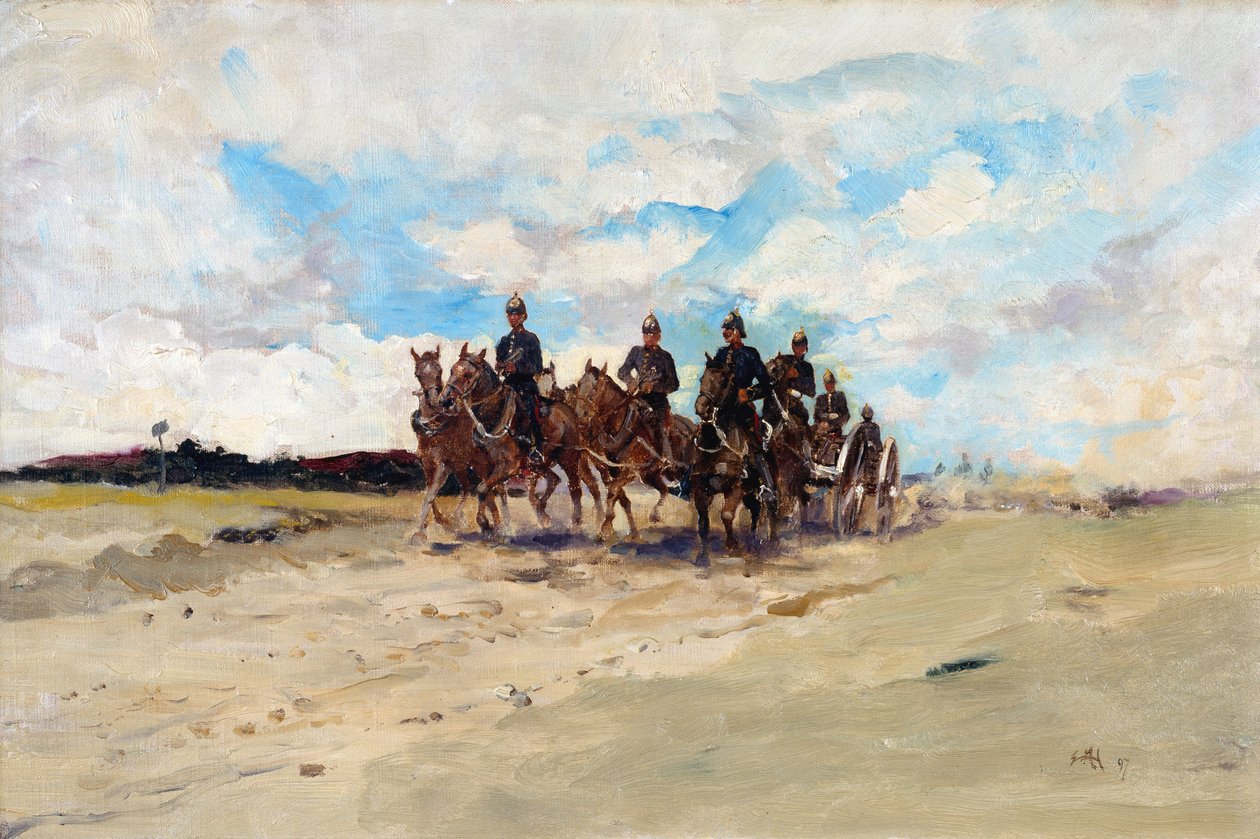 Královské dělostřelectvo, polní dělostřelecký tým na pochodu, 1897 od Edward Matthew Hale