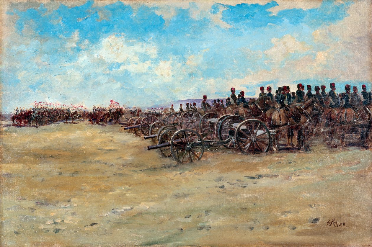 Royal Horse Artillery and Lancers čekající na přesun, 1898 od Edward Matthew Hale
