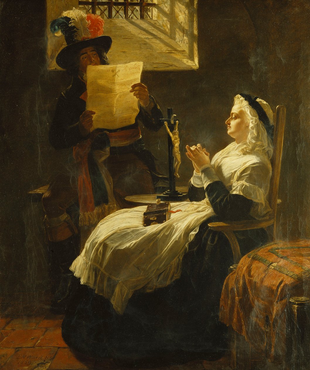 Marie Antoinetta poslouchala akt obžaloby den před jejím procesem, 1859 od Edward Matthew Ward