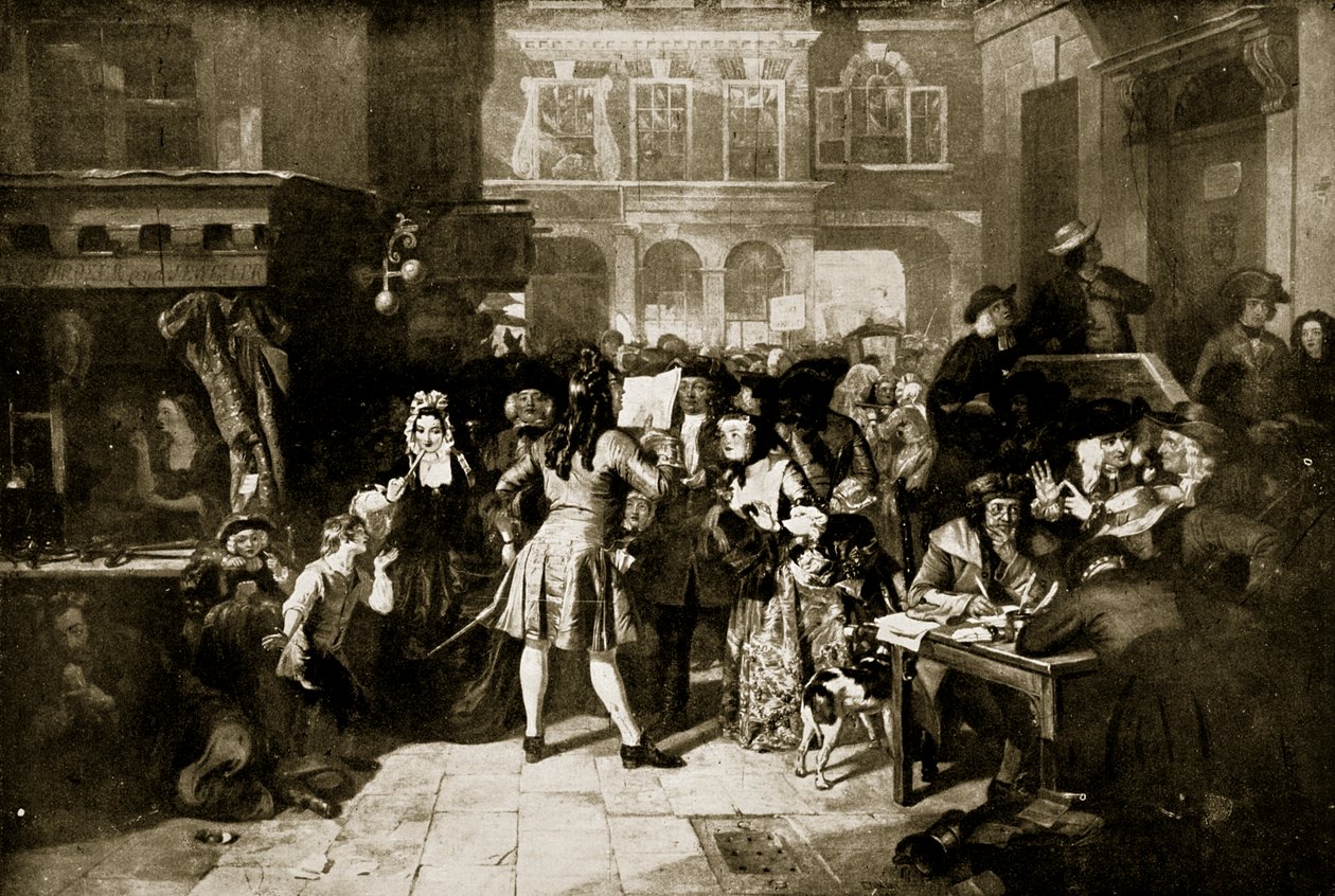 The South Sea Bubble: Change Alley, 1720, ilustrace z 