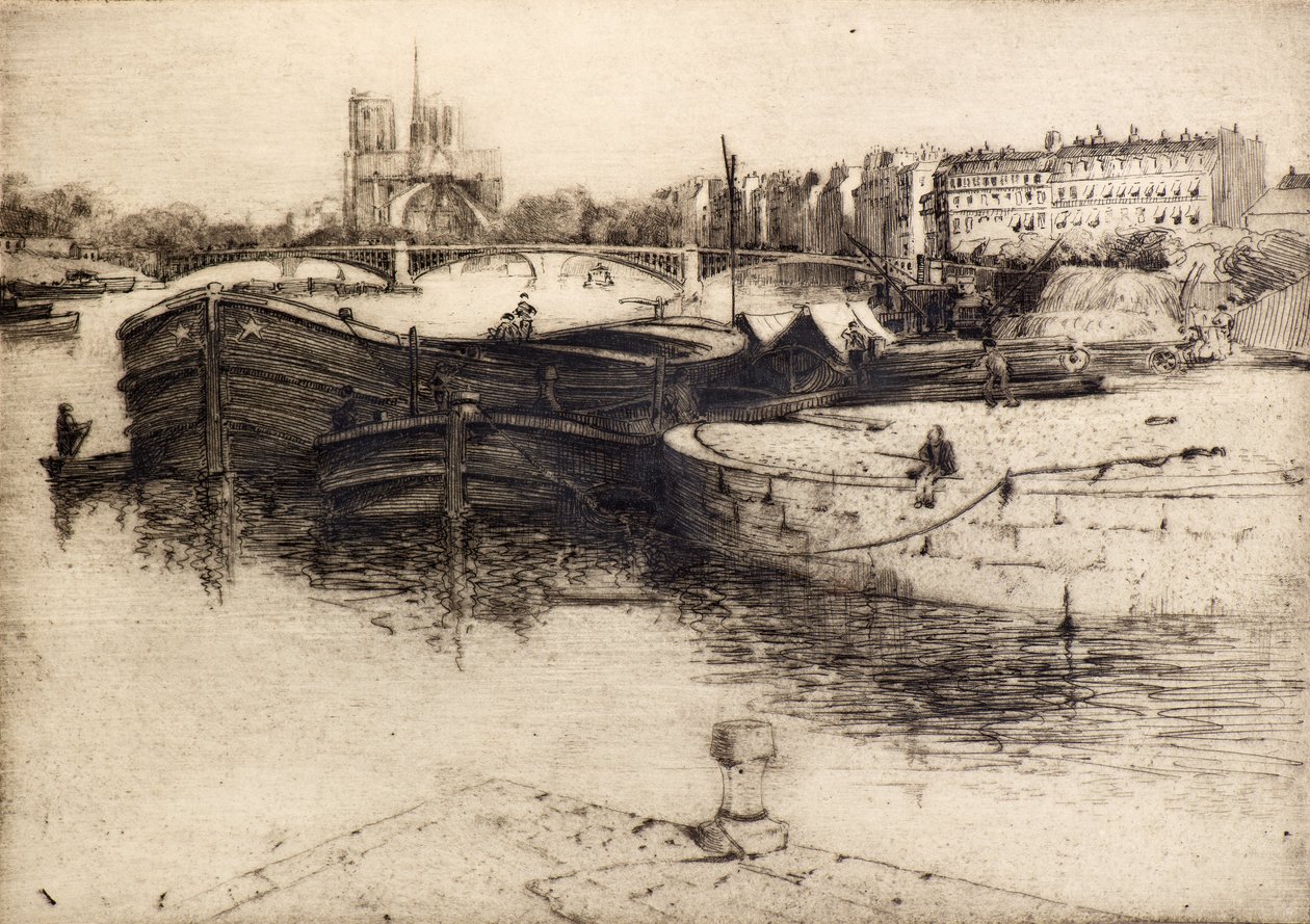Pohled na Notre Dame ze Seiny (lept) od Edward Millington Synge