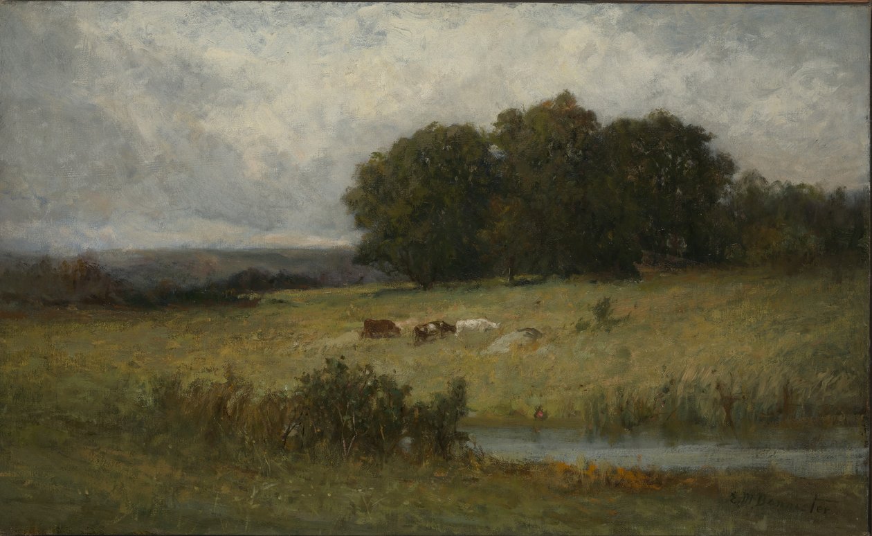Jasná scéna dobytka u potoka od Edward Mitchell Bannister