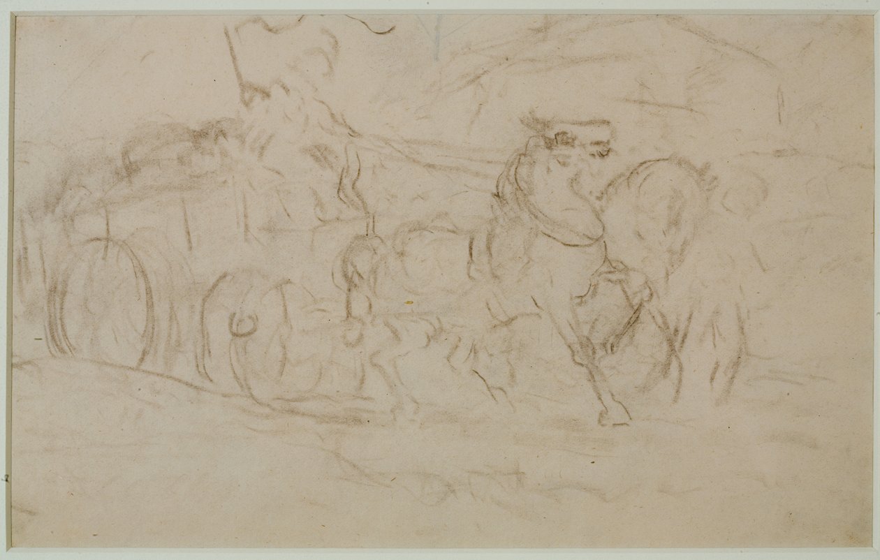 Kůň a vozík (#9), c. 80. léta 19. století (grafit na papíře) od Edward Mitchell Bannister