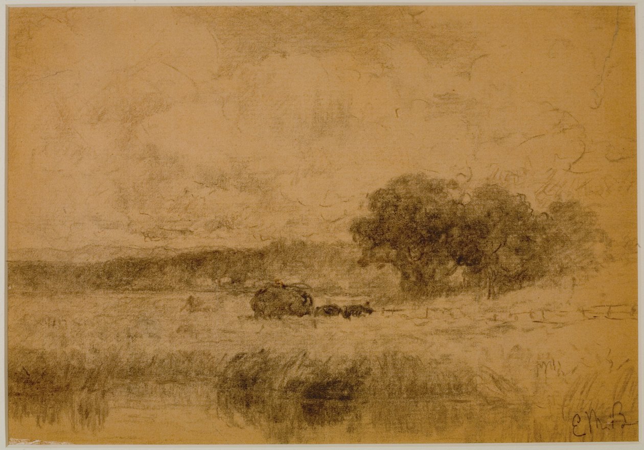 Krajina, Woods (#13) c. 1880 (grafit na papíře) od Edward Mitchell Bannister