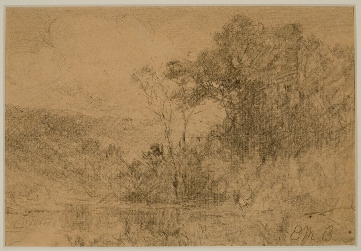 Krajina, Woods (#36) c. 80. léta 19. století (grafit na papíře) od Edward Mitchell Bannister