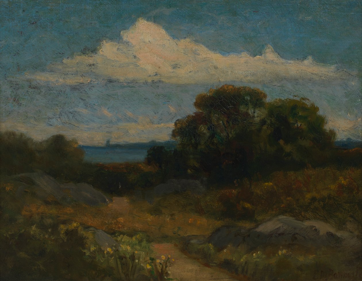 Krajina stromy a skály u jezera. od Edward Mitchell Bannister