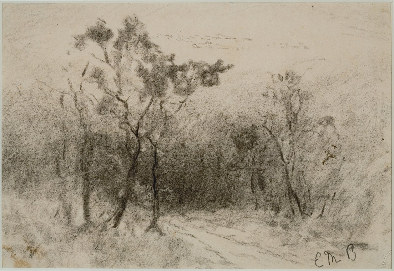 Krajina s cestou (#51), c. 80. léta 19. století (uhlí na papíře) od Edward Mitchell Bannister