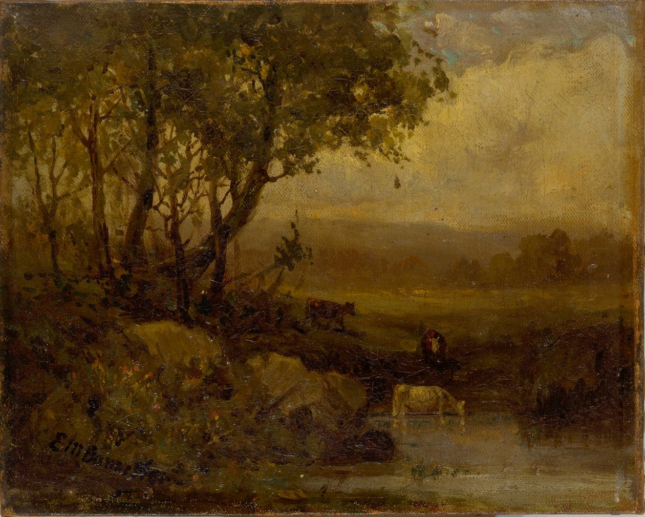 Bez názvu (krajina, břeh řeky, tři krávy) od Edward Mitchell Bannister