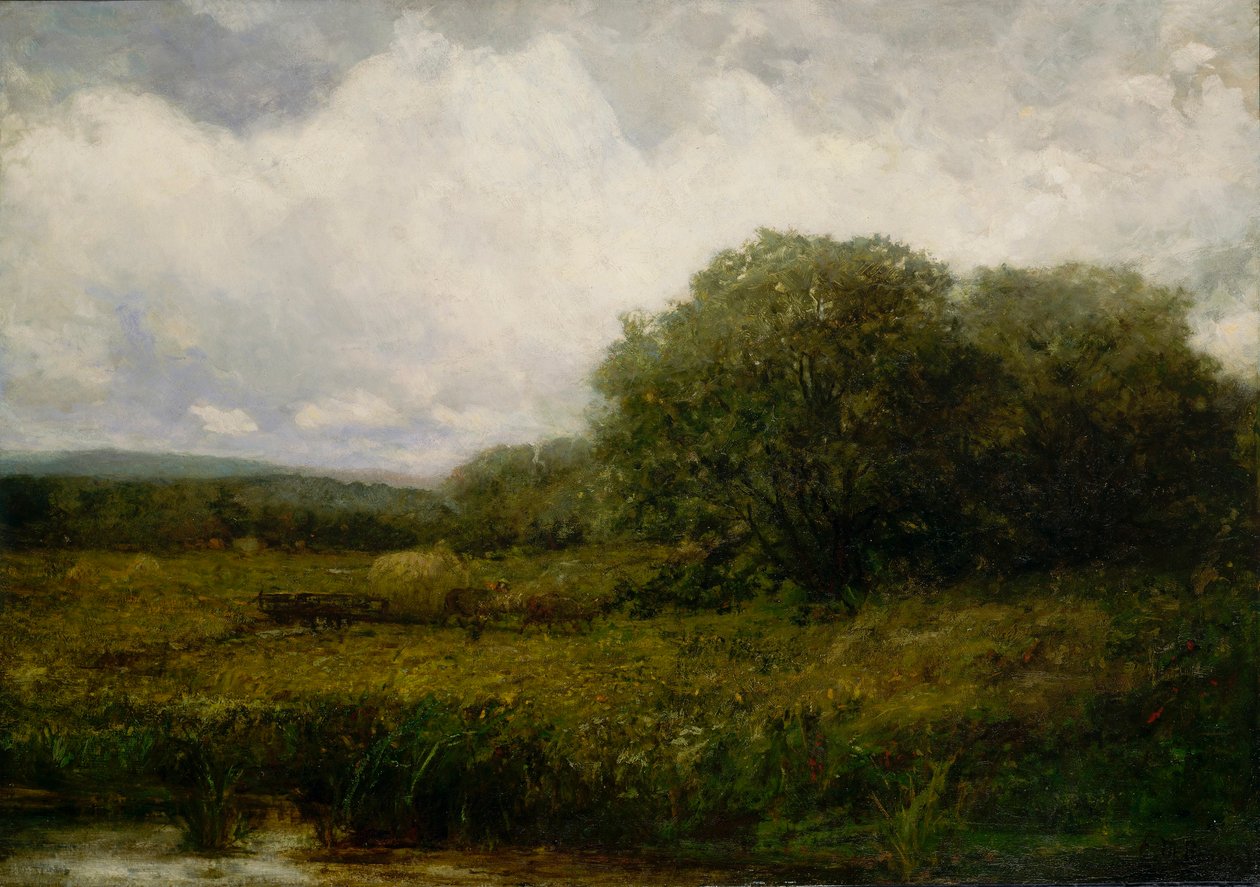 Bez názvu (krajina s voly a vozíkem sena na mostě) od Edward Mitchell Bannister