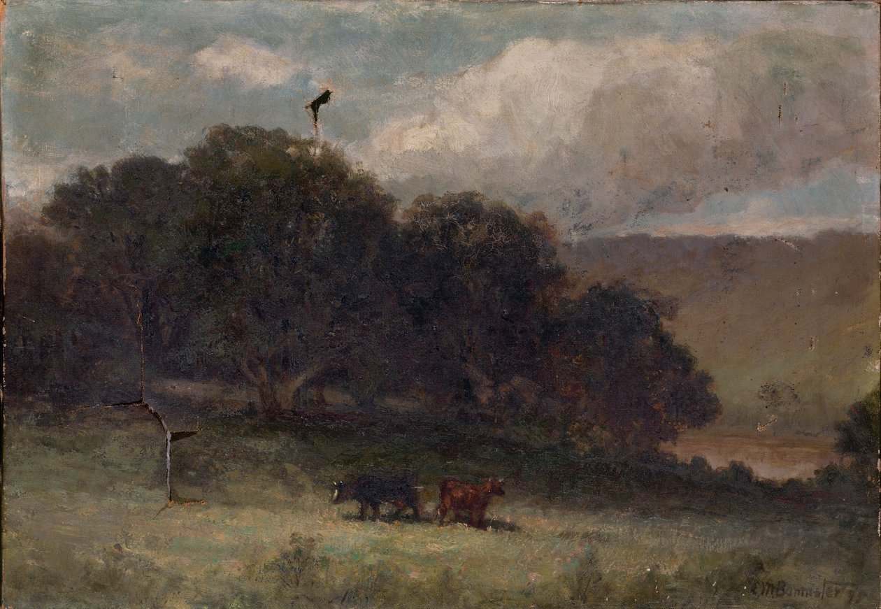 Bez názvu (krajina se stromy a dvěma kravami na louce) od Edward Mitchell Bannister