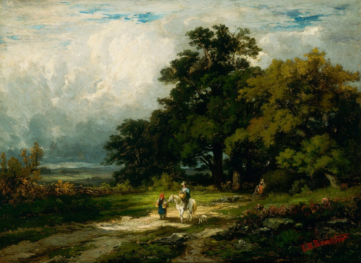 Bez názvu (muž na koni se ženou a psem) od Edward Mitchell Bannister