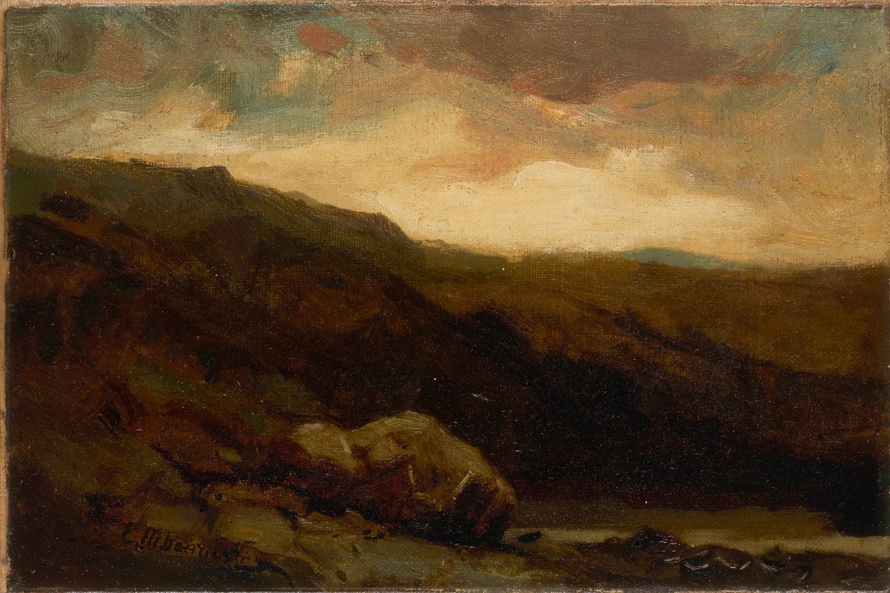 Bez názvu (hornatá krajina se skálou a potokem v popředí) od Edward Mitchell Bannister