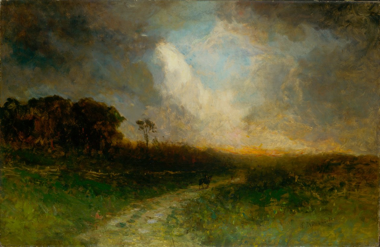 Krajina bez názvu, muž na koni, 1884. od Edward Mitchell Bannister