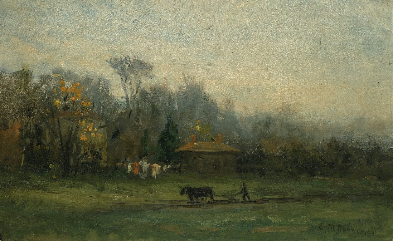 Krajina bez názvu s člověkem orajícím pole, n. d. od Edward Mitchell Bannister