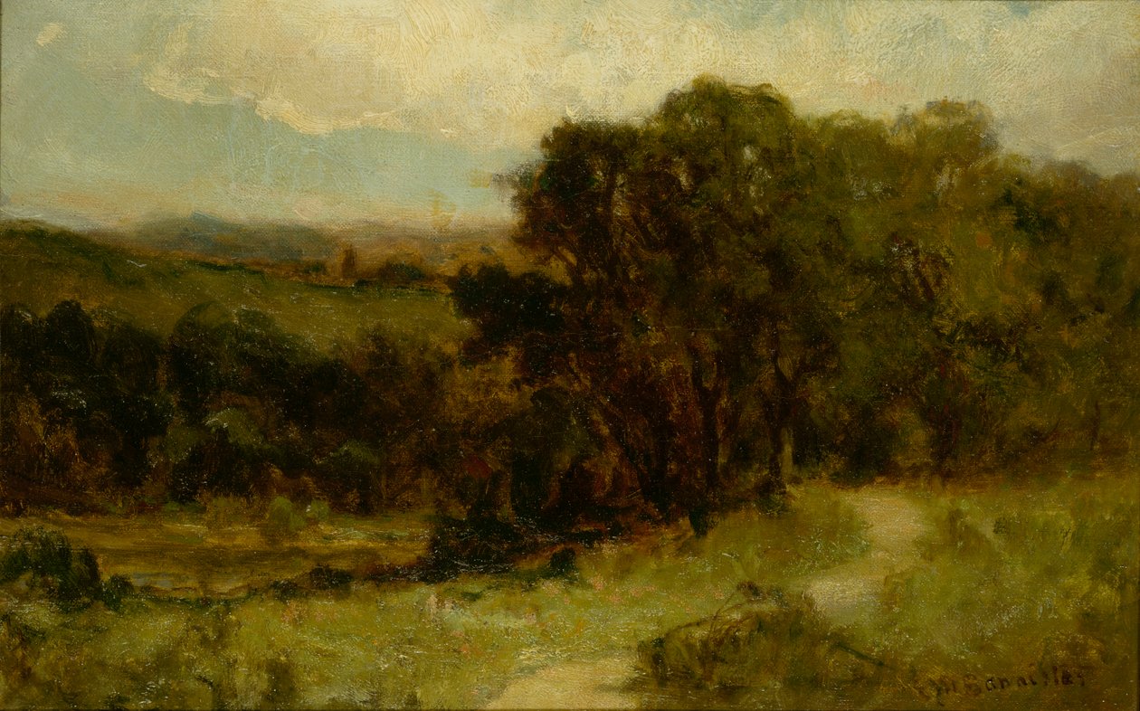 Krajina bez názvu se silnicí u potoka a stromů, n. d. od Edward Mitchell Bannister