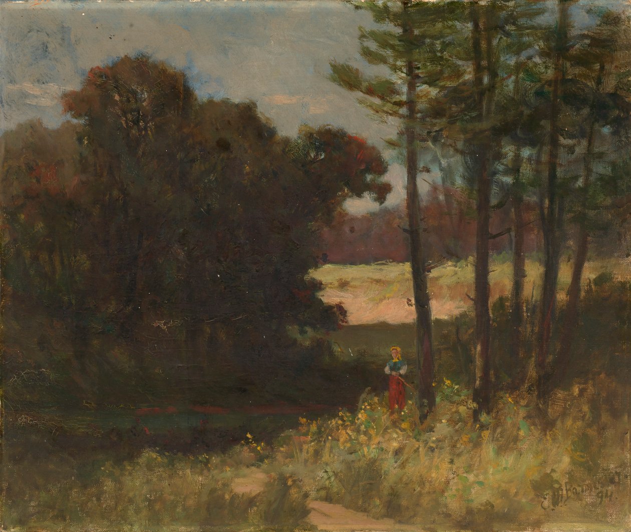 Krajina bez názvu se stromy a ženou, 1894. od Edward Mitchell Bannister