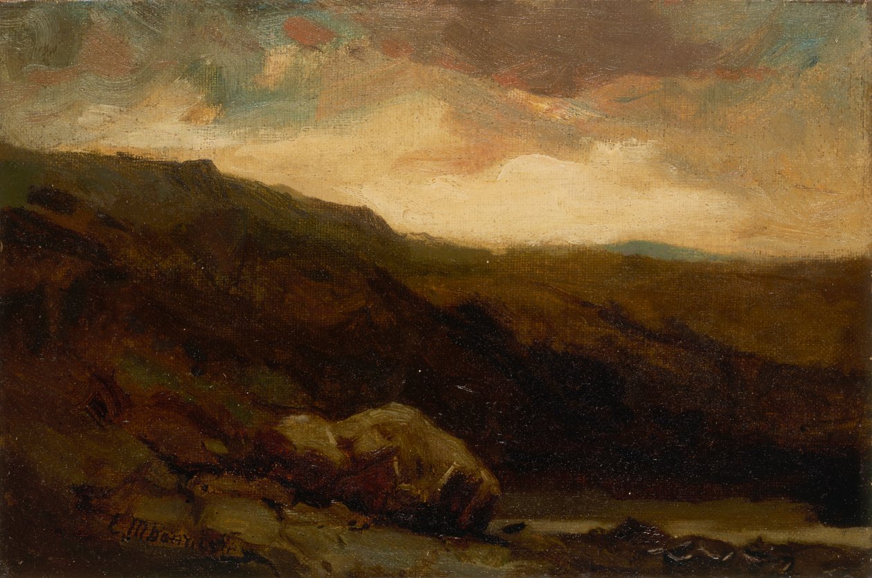 Horská krajina bez názvu se skálou a potokem v popředí, n. d. od Edward Mitchell Bannister