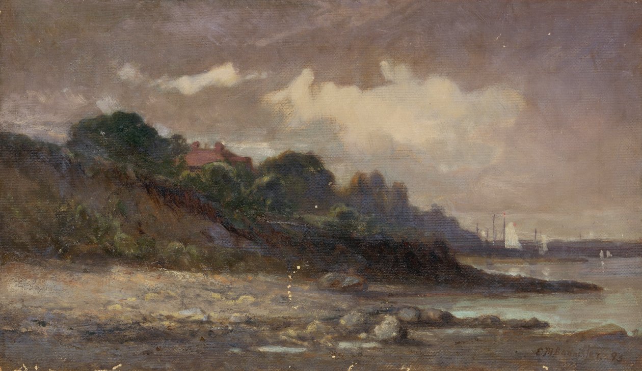 Pobřeží bez názvu s plachetnicemi a střechou, 1893. od Edward Mitchell Bannister