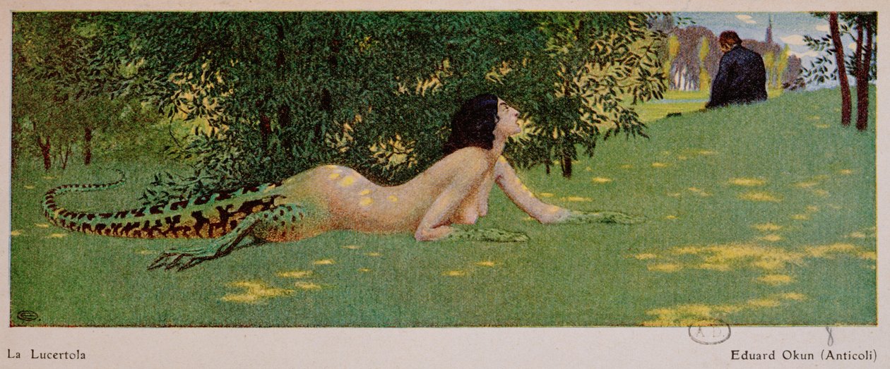 Lucertola (napůl samice, napůl ještěrka zelená), 1908 od Edward Okun